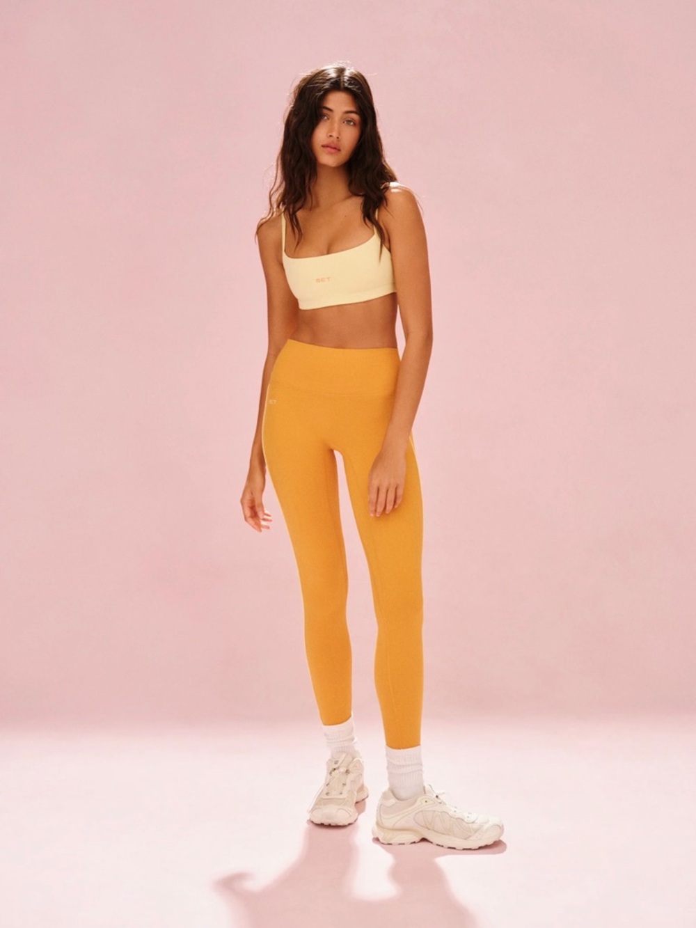 SET Active Pale Yellow Scoop Neck Tank Top